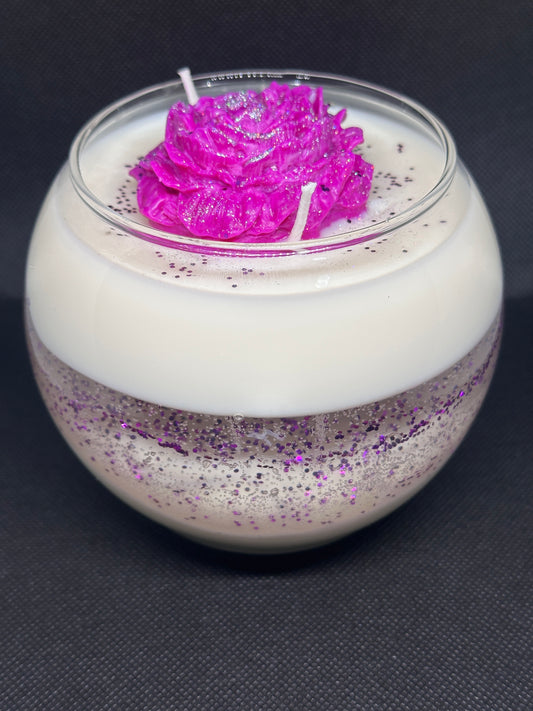 Enchanted Bloom – Sandalwood Glitter Rose Candle